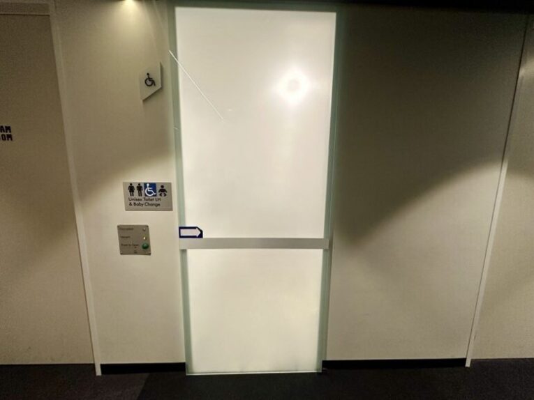 The entrance door to the ground floor accessible toilet