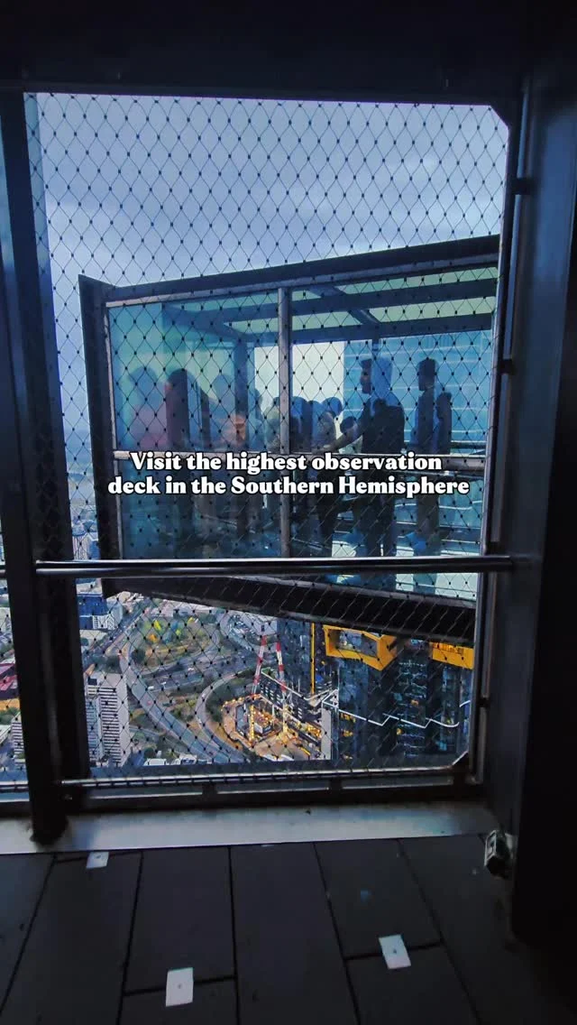 🌟 Visit the highest observation deck in the Southern Hemisphere! 🌟 

Experience the thrill of being high above Melbourne, just like Nick and Laura did! From stepping out onto the Edge, a transparent cube that flashes from translucent to clear, to enjoying an immersive virtual reality experience at the Voyager Theatre, there’s so much to explore. 

 Finally, take your experience to the next level by soaking in the views from new heights and spotting iconic Melbourne landmarks with a drink!

 #ExperienceMelbourne #ThingsToDoInMelbourne #SeeAustralia #travelmelbourne #melbournecbd #observationdeck