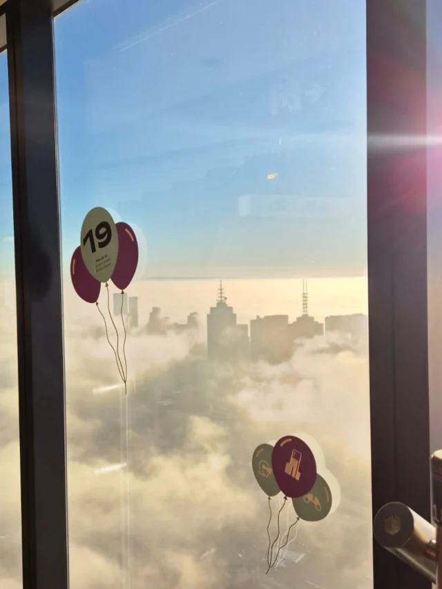 Good morning, Melbourne. ☀️
We’re 19 and feeling on top of the world! 🎈✨

Waking up above the clouds as we celebrate 19 incredible years at Melbourne Skydeck. Come join the birthday celebrations and soak in views like this from 88 floors above the city. 🏙️💫

📸 @benji_splitter 

#MelbourneSkydeck19 #View #views #melbourne #whatsonmelb