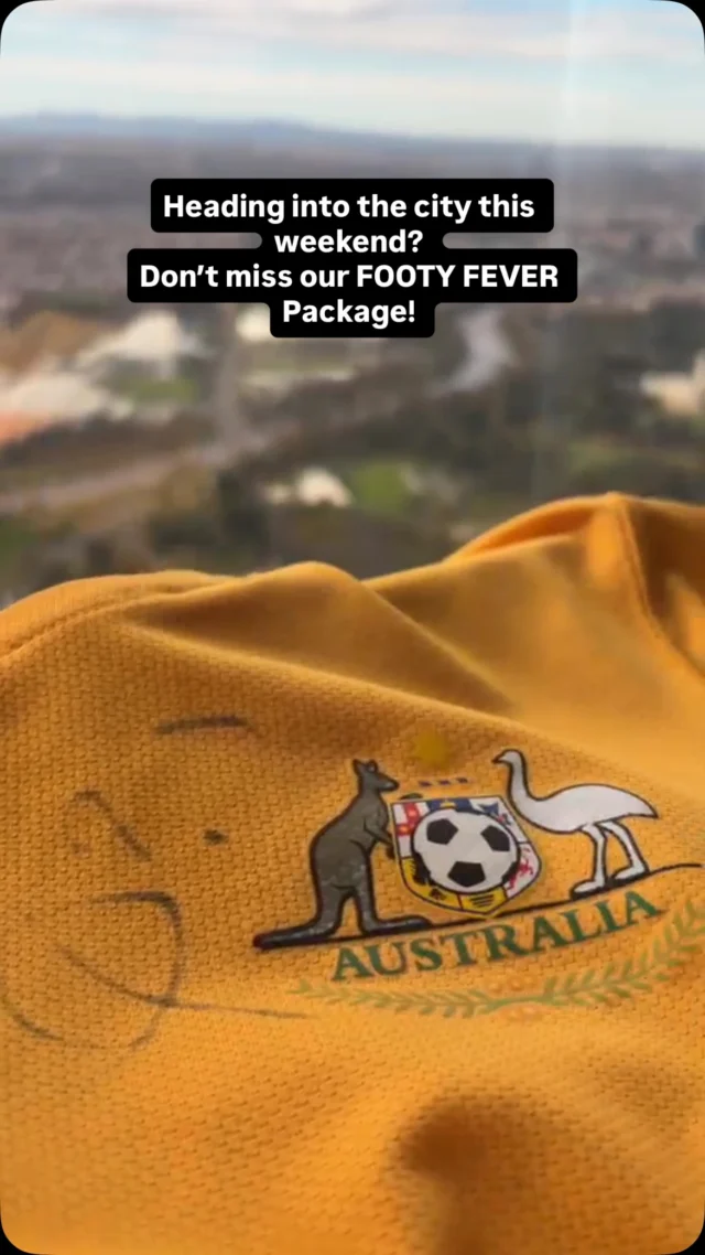 ⚽️ Socceroos fever has hit Melbourne! 🇦🇺

Whether you’re heading into the city this weekend to cheer on the green and gold, catching an AFL footy match, or simply soaking up the electric sporting atmosphere, make Melbourne Skydeck part of your game-day plans.

Our Footy Fever package has just launched and for a limited time, you can enjoy Skydeck entry + a house beer or wine for just $25.*

Take in breathtaking 360° views from Level 88 and see Melbourne’s sporting capital from a whole new perspective.

Simply quote “FOOTY FEVER” or show your team colours, scarf, beanie or jersey on arrival.

📍 Walk-up purchases only
🍻 Available all day, every day
🏟️ Limited time only

*Terms & Conditions apply

#MelbourneSkydeck #Socceroos #VisitMelbourne #WhatsOnMelb #Melbourne