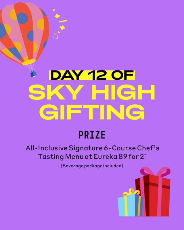 🎄 12 Days of Sky-High Gifting – DAY 12 ✨
@melbourneskydeck x @89_eureka

✨ On the twelfth day of Christmas in July in the sky... Melbourne Skydeck gave to me... the ultimate grand finale! We’ve saved the best for last. ✨

🎁 DAY 12 PRIZE
All-Inclusive Signature 6-Course Chef’s Tasting Menu at Eureka 89 for 2, including a premium Victoria beverage package*, valued at $590. 

Enjoy an unforgettable evening at Melbourne’s highest restaurant. Indulge in Eureka 89’s Signature 6-Course Chef’s Tasting Menu, expertly curated by our chefs. It’s an extraordinary dining experience showcasing exceptional flavours, impeccable service and breathtaking panoramic views. This is the ultimate way to celebrate above Melbourne. 🥂

To enter to win today’s prize:
1️⃣ Follow @melbourneskydeck and @89_eureka on Instagram or Facebook (whichever platform you’re entering from).
2️⃣ Tag a friend in the comments below (multiple entries welcome – one tag per comment).
3️⃣ Like this post.

Good luck! 🍾✨

Twelve winners will be drawn at random at the end of the promotion, with one winner selected for each of the 12 prizes.

To be eligible, enter on the prize post for the specific day you’d like to win, as entries only apply to that day’s prize. Entries are open across both Instagram and Facebook for both Melbourne Skydeck and Eureka 89.

For full Terms & Conditions, visit: https://www.melbourneskydeck.com.au/competition-terms-and-conditions/

* Prize includes the all-Inclusive Signature 6-Course Chef’s Tasting Menu for two at Eureka 89, including a Victorian beverage package, valued at $590. 

#melbourneskydeck #eureka89 #ChristmasInJuly #melbournegiveaway #giveawaymelbourne